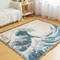 Japanese waves single sofa blanket decoration tapestry leisure blanket - Thumbnail 2