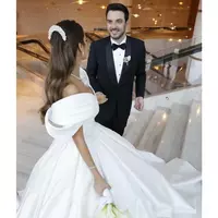 Off The Shoulder Wedding Dress for Bride Bridal Gowns Sexy Vestidos De Novia Long Boho Beach Dresses  - Thumbnail 1