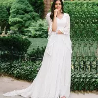 Bride Wedding Dress 2023 New Sumemr Beach Lace V-neck Batwing Sleeves Boho Chic Bridal Gowns Robe De Mariage Vestidos - Thumbnail 1