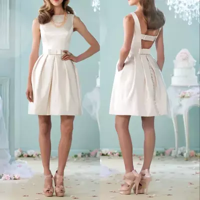 Simple ivory wedding dresses short satin simple belt bow country bridal gowns boho dressc vestidos de novia wedding gowns