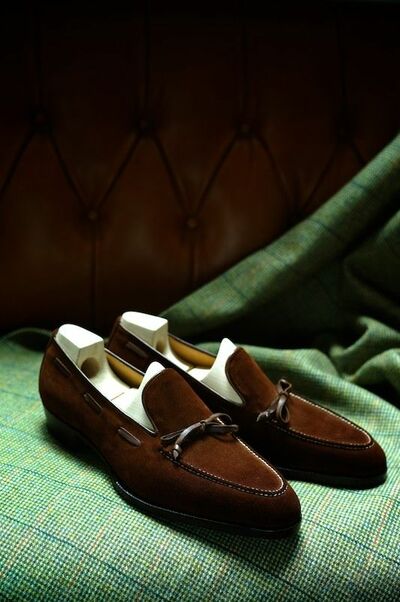Brown Suede Moccasin Loafers Shoes, Handmade Mens Formal Dress Shoes