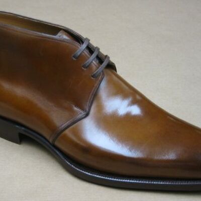 3-eyelet chestnut brown crust calf leather men dress boot - Thumbnail 3