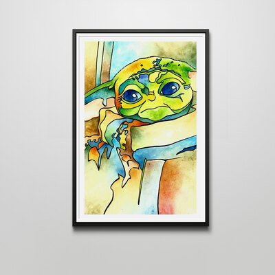 Baby yoda 11"x17" art print in stained glass style