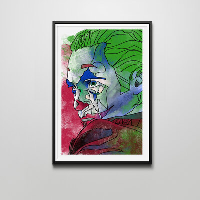 Joker 5"x7" or 12"x18" art print in stained glass style