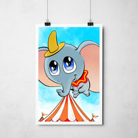 Chibi Dumbo 5"x7" or 12"x18" Art Print - Thumbnail 2