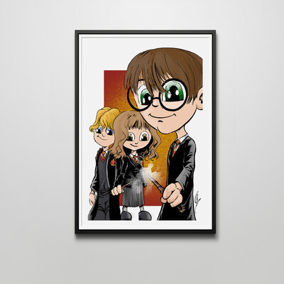 Chibi harry potter 5"x7" or 12"x18" art print