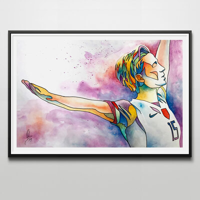 Megan rapinoe 12x18 art print in stained glass style