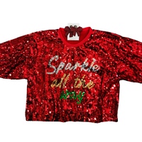 Sparkle All The Way Sequin Cropped Top - Thumbnail 2