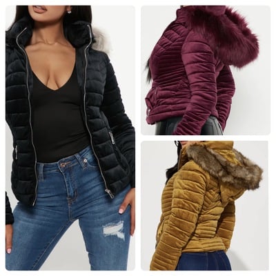 Faux trim puffer jacket-td - Thumbnail 3