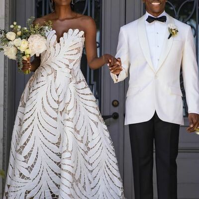 Luxury ball gown lace wedding dress bridal gown