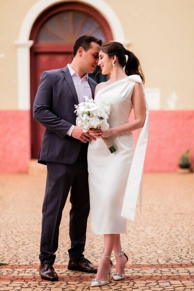 Simple Sheath One Shoulder Wedding Dress Bridal Gown