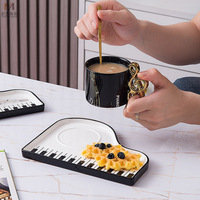 Creative Piano Keyboard Ceramic Coffee Mug Plate Set - Thumbnail 2