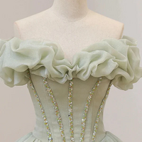 Off The Shoulder Green Prom Dress, Princess Quinceanera Dresses With Sequin KPP1600 - Thumbnail 3