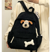 Harajuku Corduroy Backpack With Dog Pin - Thumbnail 3