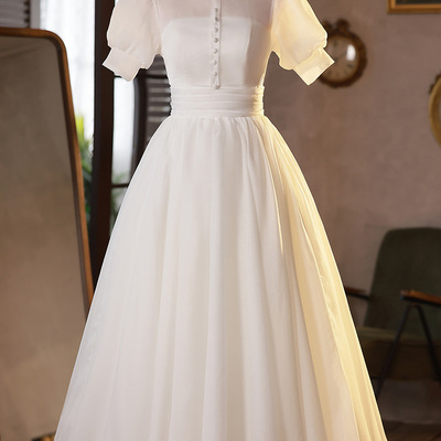 White prom dress,princess bridal dress,stylish party dress,handmade