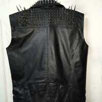 Crafted Leather Men Spiked Studded Leather Vests Biker Studded Jacket - Thumbnail 1