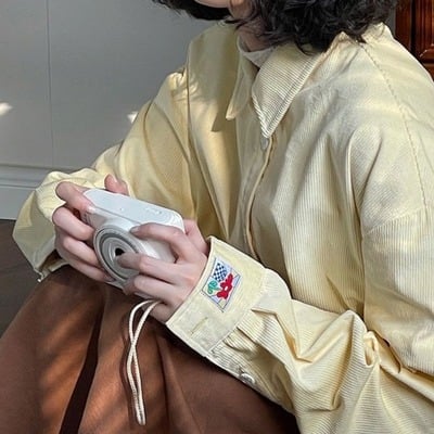 Yellow corduroy oversized blouse 