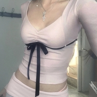 Bandage Bow Square Collar Crop Top  - Thumbnail 2