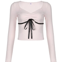 Bandage Bow Square Collar Crop Top  - Thumbnail 4