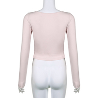 Bandage Bow Square Collar Crop Top  - Thumbnail 7