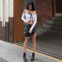 Ruffle Off Shoulder Lace Up Long Sleeve Top - Thumbnail 3