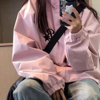 Pink oversized windbreaker 