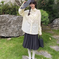 Pink Button Loose Long Sleeve Blouse  - Thumbnail 3