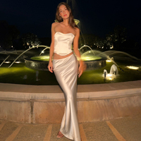 Mermaid Corset Top + Long Satin Skirt  - Thumbnail 7