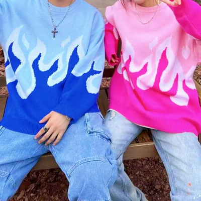 90s fire flame oversize jumper sweater