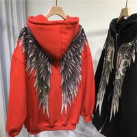 Heavy industry hot diamond light luxury front and rear wings hooded long-sleeved velvet jacket sweatshirt - Thumbnail 5