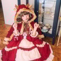 Christmas elk cloak autumn and winter woolen coat - Thumbnail 5