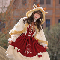 Christmas elk cloak autumn and winter woolen coat - Thumbnail 7