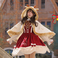 Christmas elk cloak autumn and winter woolen coat - Thumbnail 8