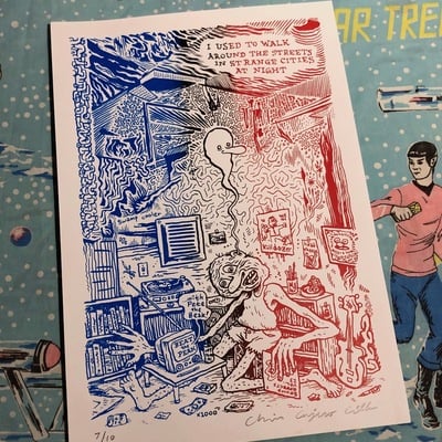 Strange cities screen print