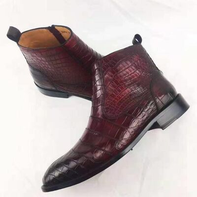  genuine  crocodile crafted  leather winter long boots - Thumbnail 2
