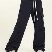 Stunning Hippie Loose Outfit Drawstring Cargo Pockets Hip Hop Pants Streetwear Party Egirl Ootdstyle Amazing  - Thumbnail 7