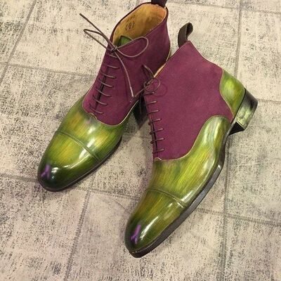 Unique handmade leather winter high ankle boots - Thumbnail 2