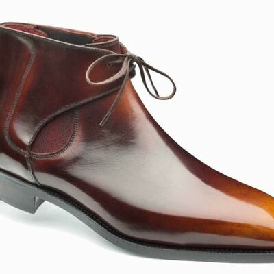 Unique handmade captoe leather high ankle boots