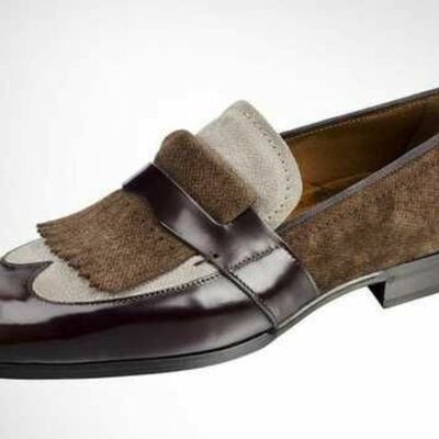 Handmade patina leather dress shoes for men