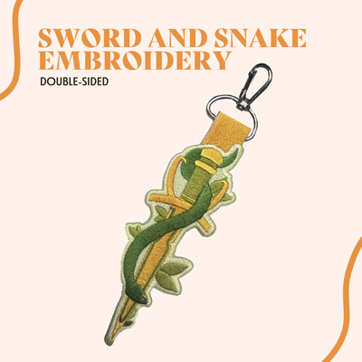 Sword and Snake Embroidered Keytag