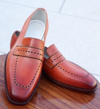 Crafted Leather Brown Men Loafers Dress Shoes For Men