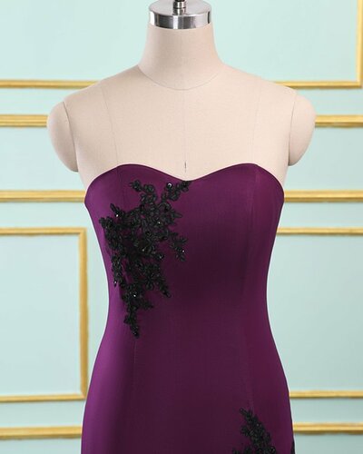 Prom Dresses，sweetheart Neck Purple Organza Long Mermaid Layered Evening Dress