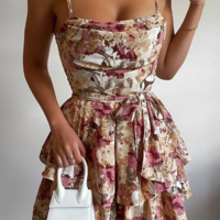 Fashion Sexy Sleeveless Sling Printed Jumpsuit - Thumbnail 1