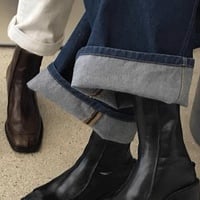 Handmade thick heel women's new fashion soft leather mid-calf genuine leather Martin boots - Thumbnail 1