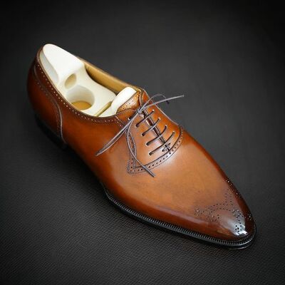 Bespoke handmade brown luxury oxford dress shoes - Thumbnail 3