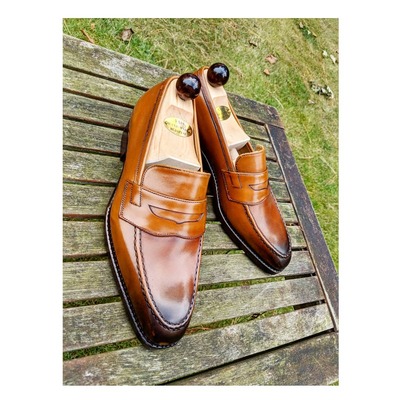 Handmade brown moccasin formal dress loafers shoes - Thumbnail 4