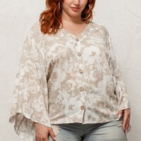Plus Kimono Sleeve Blouse - Thumbnail 1