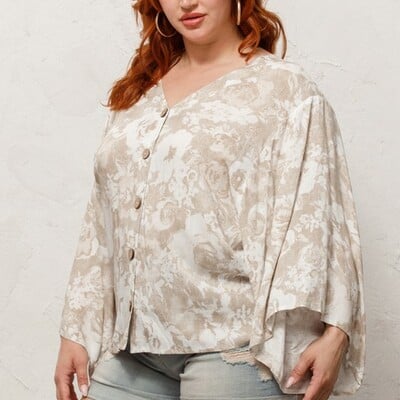 Plus kimono sleeve blouse