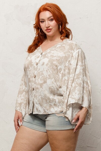 Plus Kimono Sleeve Blouse