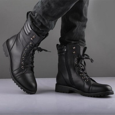 Handmade black ankle high leather boot, men's zipper lace up formal boot - Thumbnail 3